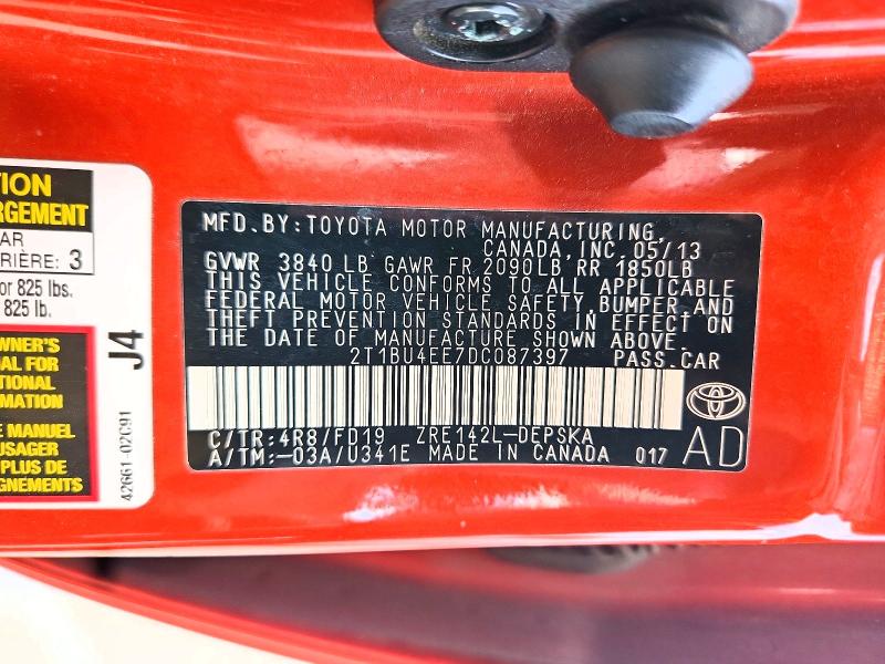 64583626 :رقم المزاد ، 2T1BU4EE7DC087397 vin ، 2013 Toyota Corolla مزاد بيع