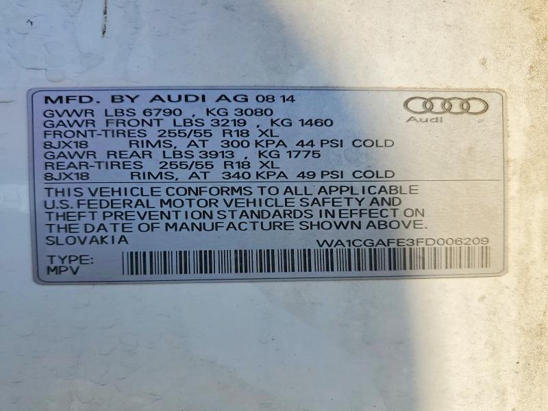 Aukcja sprzedaży 2015 Audi Q7, vin: WA1CGAFE3FD006209, numer aukcji: 66592296