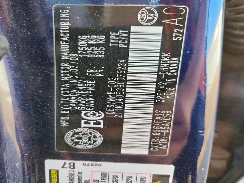 Aukcja sprzedaży 2009 Toyota Corolla Matrix, vin: 2T1KU40E39C076234, numer aukcji: 66056536