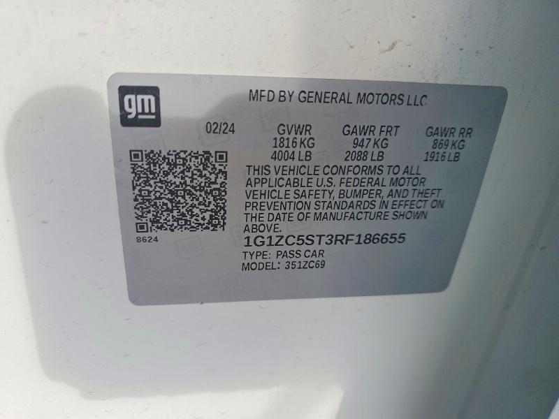 Aukcja sprzedaży 2024 Chevrolet Malibu, vin: 1G1ZC5ST3RF186655, numer aukcji: 66799846