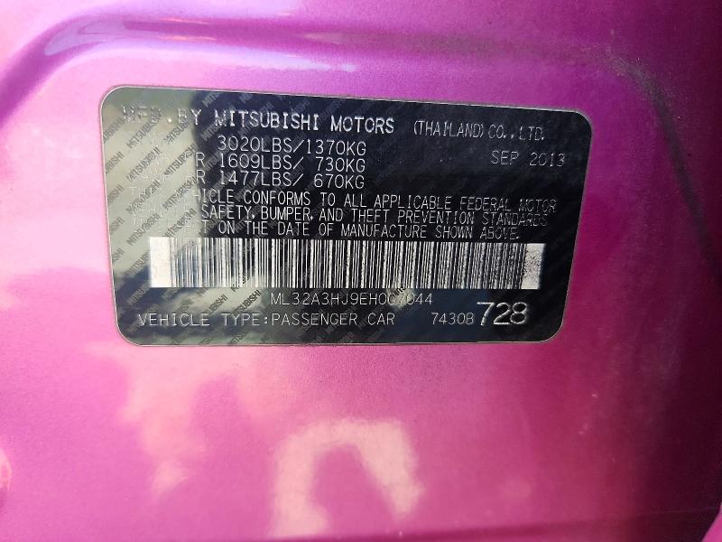 Aukcja sprzedaży 2014 Mitsubishi Mirage, vin: ML32A3HJ9EH007044, numer aukcji: 63851306