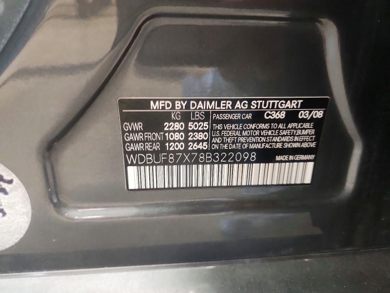 65902936 :رقم المزاد ، WDBUF87X78B322098 vin ، 2008 Mercedes-benz E مزاد بيع