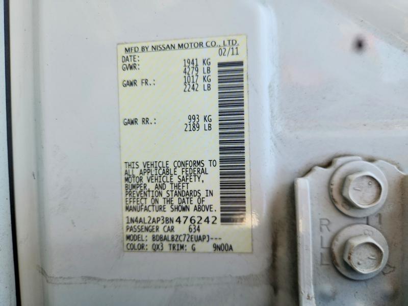 Aukcja sprzedaży 2011 Nissan Altima, vin: 1N4AL2AP3BN476242, numer aukcji: 64337816