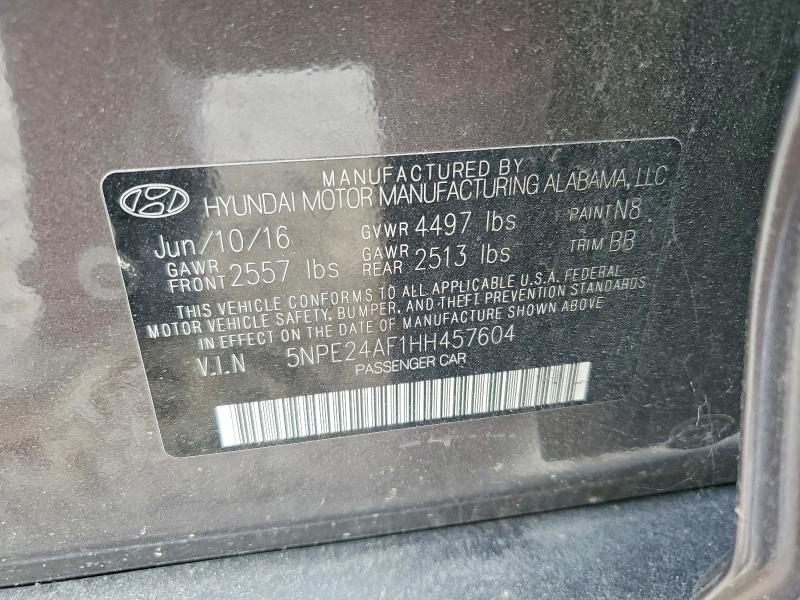 2017 Hyundai Sonata მანქანა იყიდება აუქციონზე, vin: 5NPE24AF1HH457604, აუქციონის ნომერი: 63805806