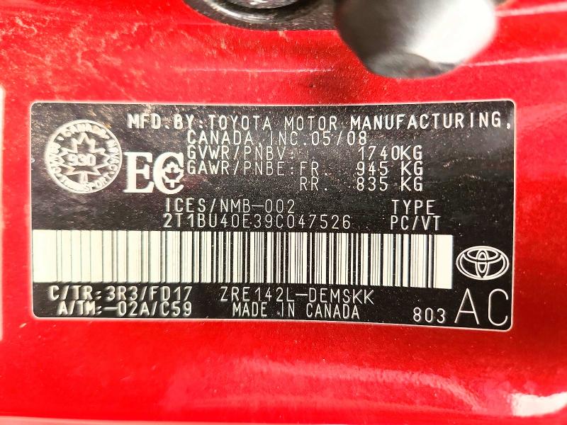 Aukcja sprzedaży 2009 Toyota Corolla, vin: 2T1BU40E39C047526, numer aukcji: 64155286