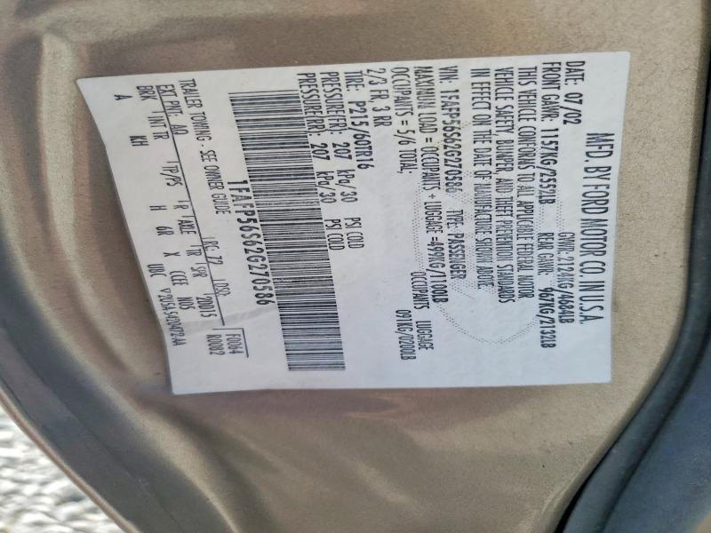 2002 Ford Taurus მანქანა იყიდება აუქციონზე, vin: 1FAFP56S62G270586, აუქციონის ნომერი: 63435176