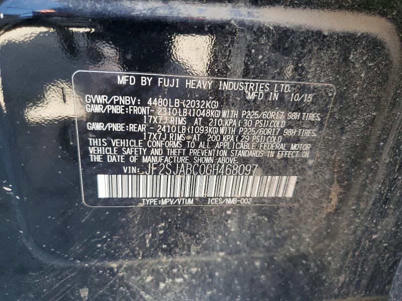 65219426 :رقم المزاد ، JF2SJABC0GH468097 vin ، 2016 Subaru Forester مزاد بيع