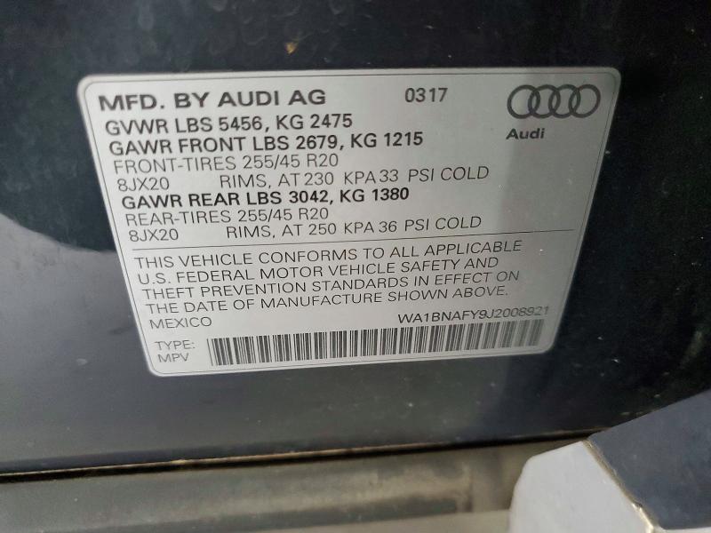 66941356 :رقم المزاد ، WA1BNAFY9J2008921 vin ، 2018 Audi Q5 مزاد بيع