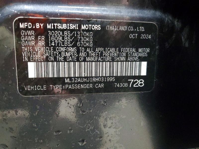 Продажа на аукционе авто 2024 Mitsubishi Mirage, vin: ML32AUHJ1RH031995, номер лота: 66534436