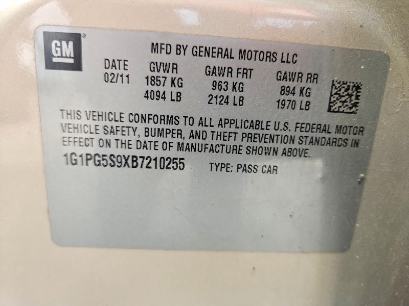 65607056 :رقم المزاد ، 1G1PG5S9XB7210255 vin ، 2011 Chevrolet Cruze مزاد بيع