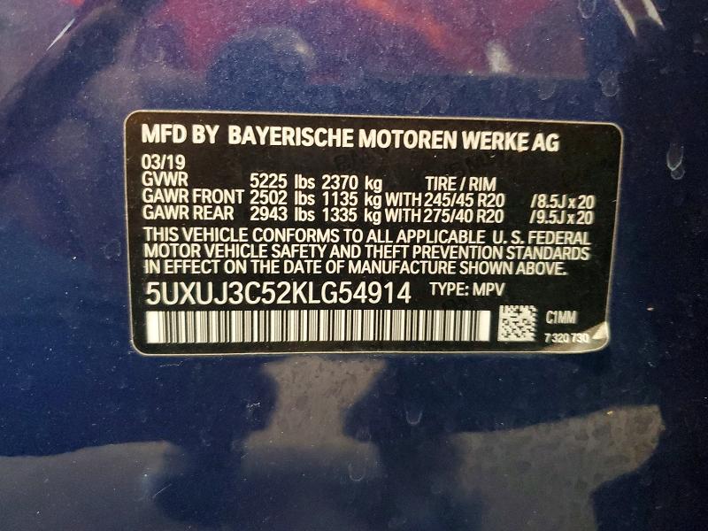 Продаж на аукціоні авто 2019 Bmw X4, vin: 5UXUJ3C52KLG54914, номер лоту: 63432976