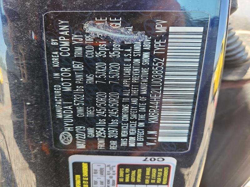 66704066 :رقم المزاد ، KM8R44HE2LU038552 vin ، 2020 Hyundai Palisade مزاد بيع