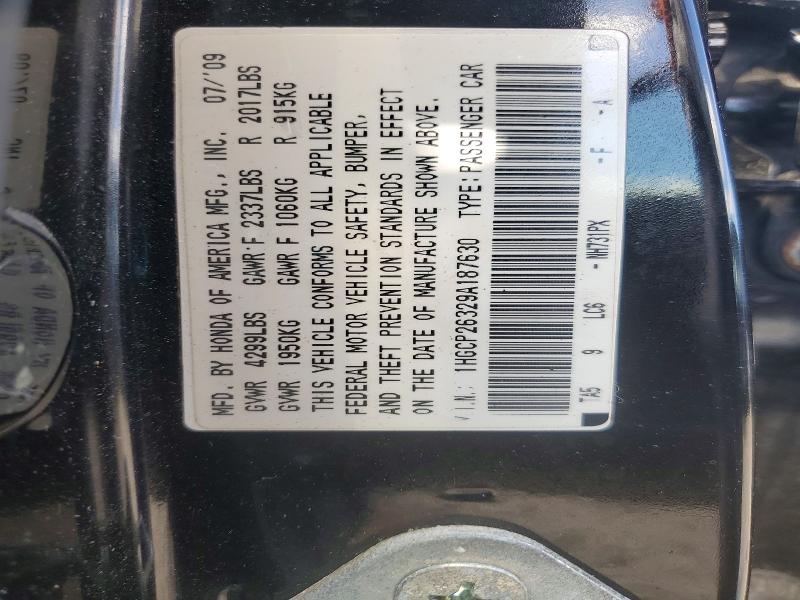 Aukcja sprzedaży 2009 Honda Accord, vin: 1HGCP26329A187630, numer aukcji: 66508606