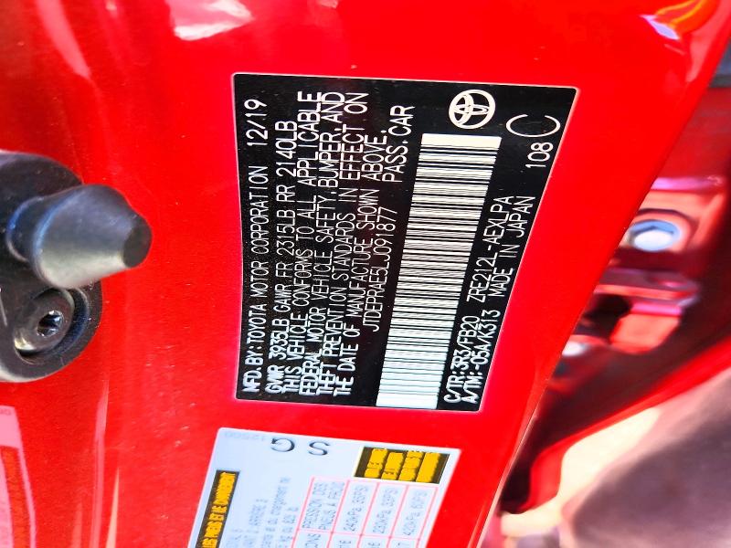 66761706 :رقم المزاد ، JTDEPRAE5LJ091877 vin ، 2020 Toyota Corolla مزاد بيع