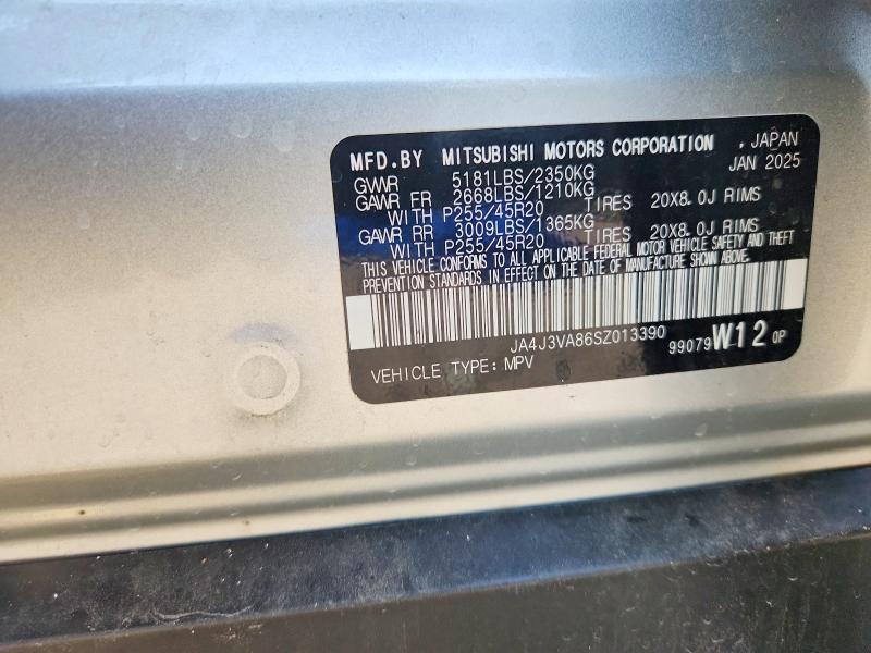 2025 Mitsubishi Outlander მანქანა იყიდება აუქციონზე, vin: JA4J3VA86SZ013390, აუქციონის ნომერი: 63343806