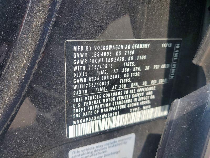 Aukcja sprzedaży 2014 Volkswagen Tiguan, vin: WVGAV3AX4EW055781, numer aukcji: 64955276