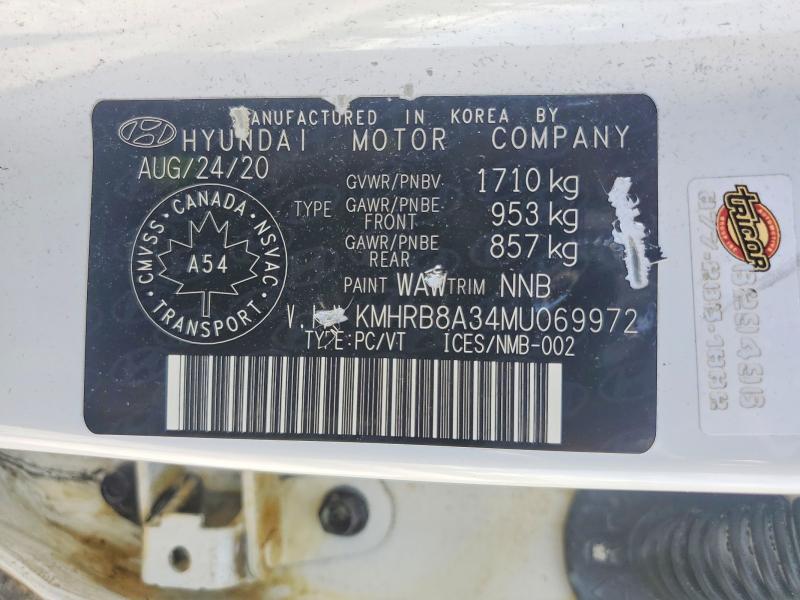 66065906 :رقم المزاد ، KMHRB8A34MU069972 vin ، 2021 Hyundai Venue مزاد بيع
