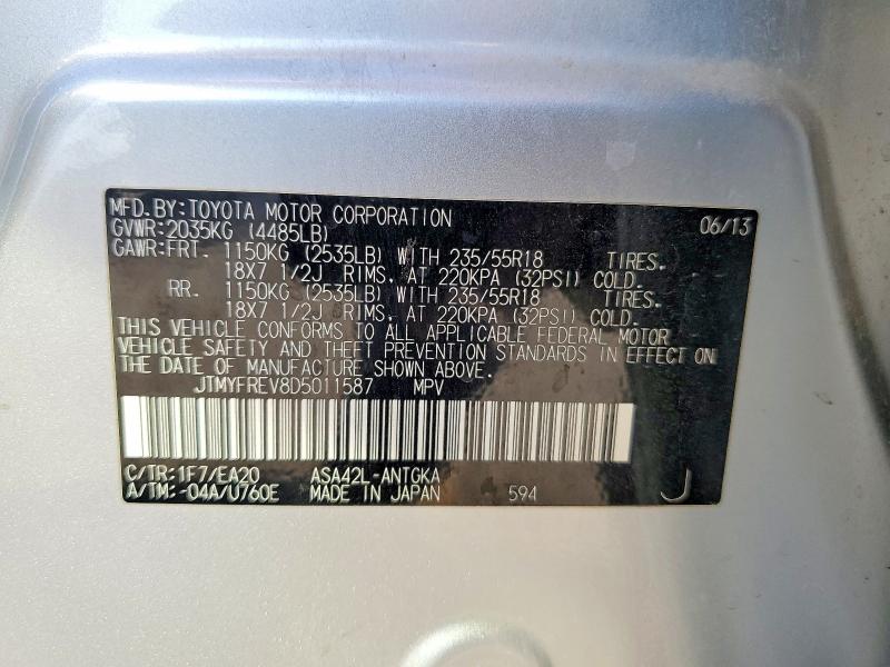 Продаж на аукціоні авто 2013 Toyota Rav4, vin: JTMYFREV8D5011587, номер лоту: 64128636