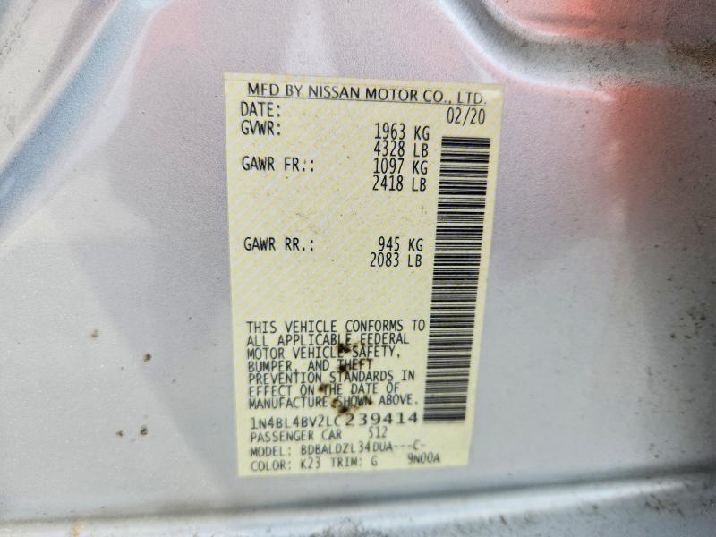Продаж на аукціоні авто 2020 Nissan Altima, vin: 1N4BL4BV2LC239414, номер лоту: 63699856