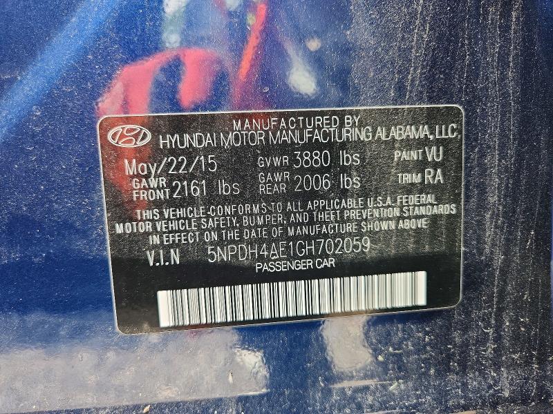 2016 Hyundai Elantra მანქანა იყიდება აუქციონზე, vin: 5NPDH4AE1GH702059, აუქციონის ნომერი: 66814956