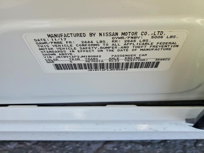 Auction sale of the 2018 Infiniti Q70, vin: JN1BY1AP2JM180842, lot number: 65348786