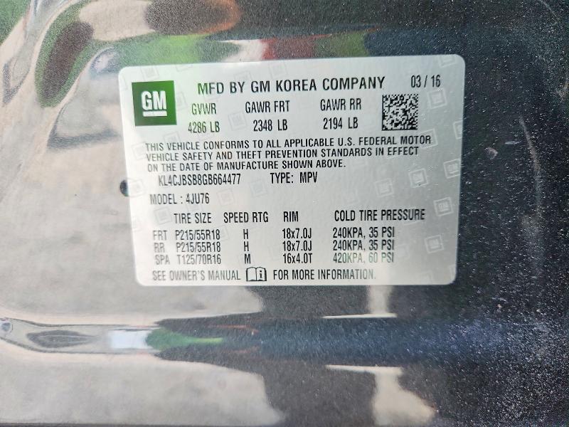 Aukcja sprzedaży 2016 Buick Encore, vin: KL4CJBSB8GB664477, numer aukcji: 63162466