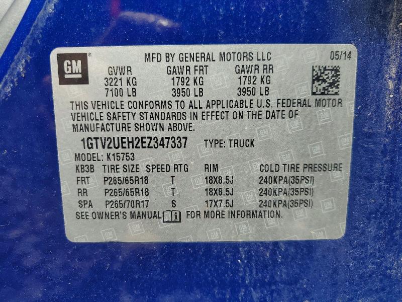 Aukcja sprzedaży 2014 Gmc Sierra, vin: 1GTV2UEH2EZ347337, numer aukcji: 65641696