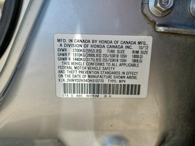 Aukcja sprzedaży 2013 Acura Mdx, vin: 2HNYD2H34DH510770, numer aukcji: 65218986