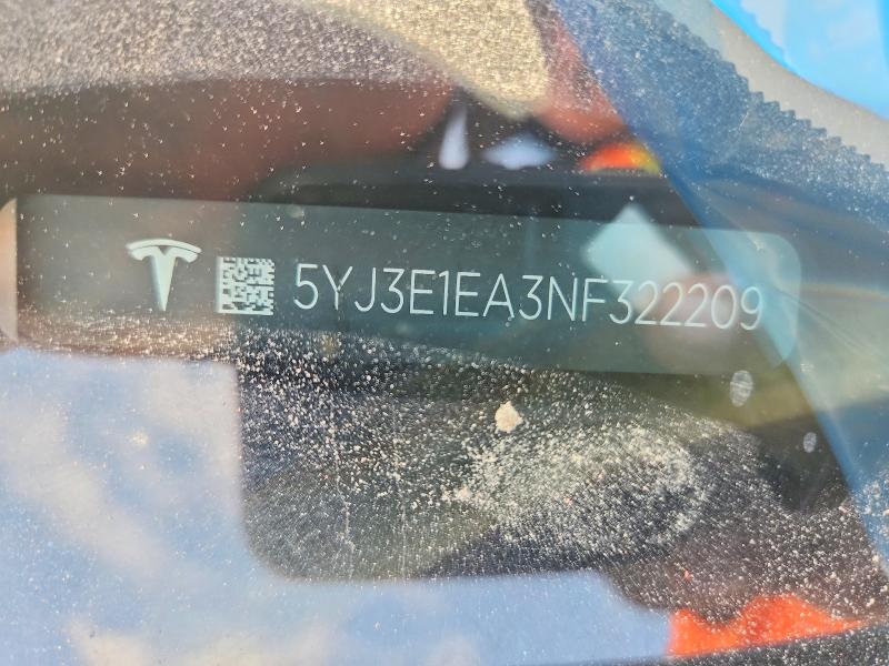 Продаж на аукціоні авто 2022 Tesla Model 3, vin: 5YJ3E1EA3NF322209, номер лоту: 64671116