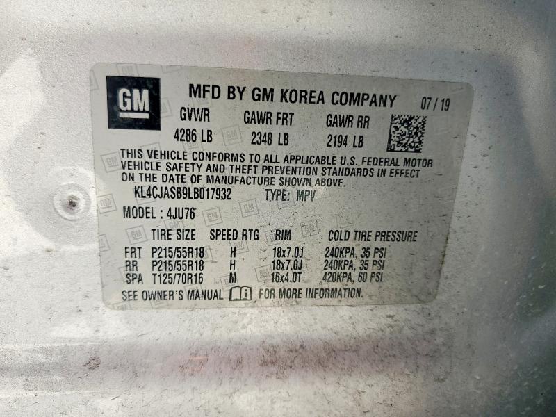 Продаж на аукціоні авто 2020 Buick Encore, vin: KL4CJASB9LB017932, номер лоту: 65400136