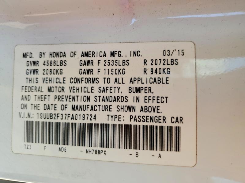 65439766 :رقم المزاد ، 19UUB2F37FA019724 vin ، 2015 Acura Tlx مزاد بيع