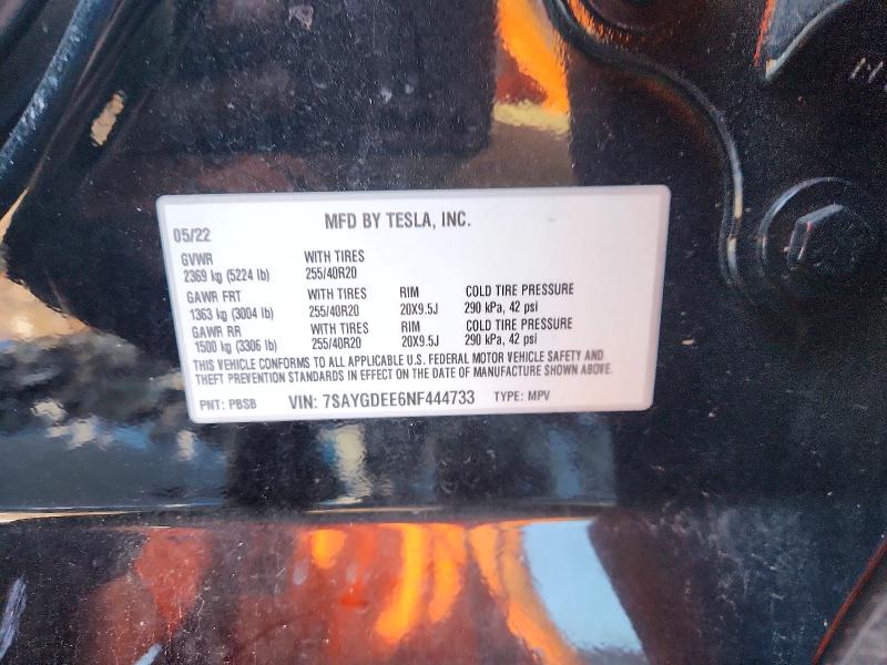 Aukcja sprzedaży 2022 Tesla Model Y, vin: 7SAYGDEE6NF444733, numer aukcji: 64088476