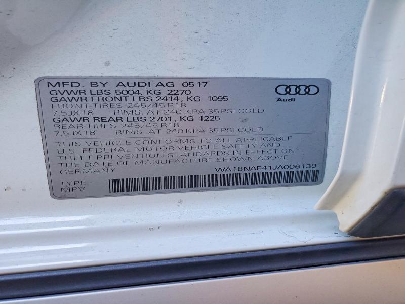 Aukcja sprzedaży 2018 Audi A4 Allroad, vin: WA18NAF41JA006139, numer aukcji: 63444386