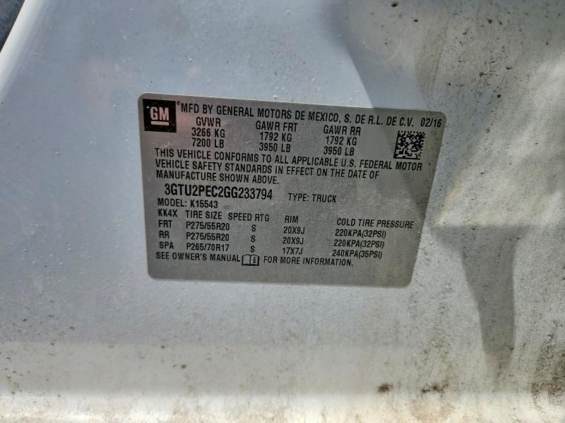 Aukcja sprzedaży 2016 Gmc Sierra, vin: 3GTU2PEC2GG233794, numer aukcji: 63170436