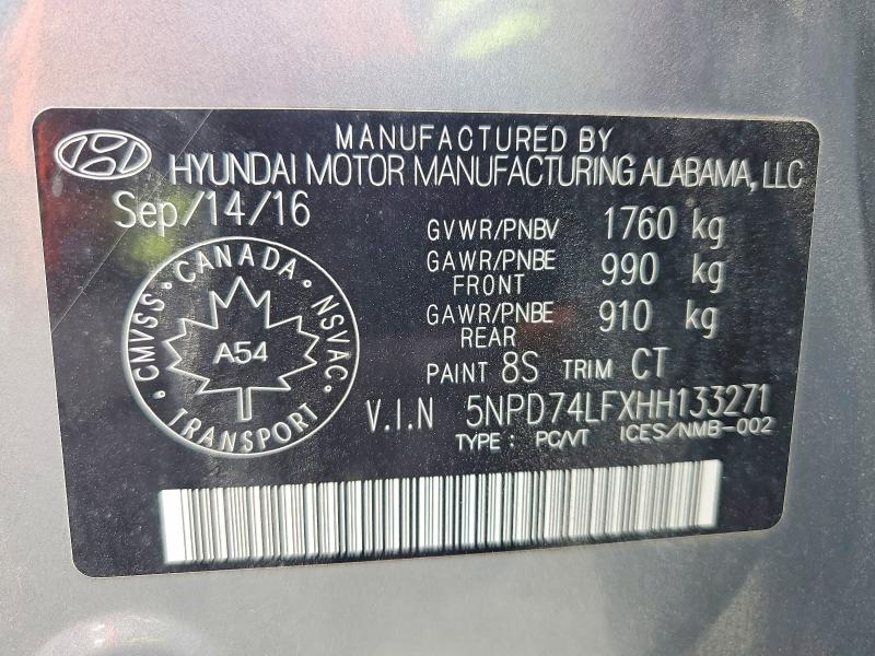 Продаж на аукціоні авто 2017 Hyundai Elantra, vin: 5NPD74LFXHH133271, номер лоту: 65386046