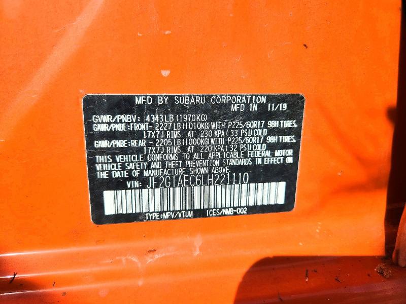 Продажа на аукционе авто 2020 Subaru Crosstrek, vin: JF2GTAEC6LH221110, номер лота: 66367026