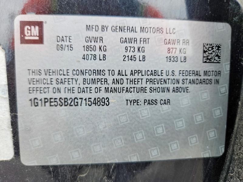 66556936 :رقم المزاد ، 1G1PE5SB2G7154893 vin ، 2016 Chevrolet Cruze Limited مزاد بيع