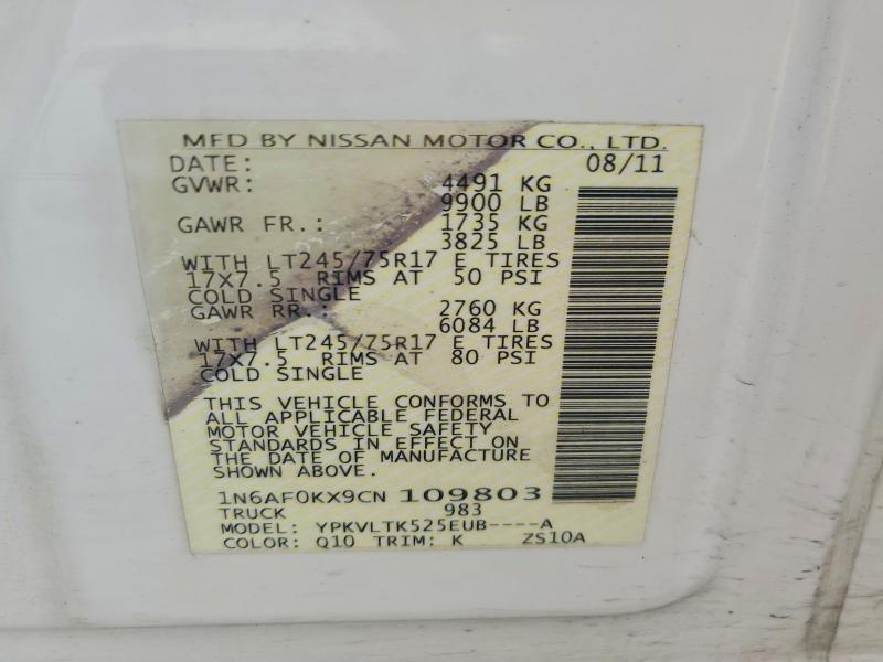 62882456 :رقم المزاد ، 1N6AF0KX9CN109803 vin ، 2012 Nissan Nv مزاد بيع