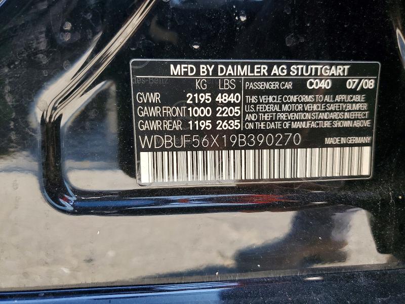 65085636 :رقم المزاد ، WDBUF56X19B390270 vin ، 2009 Mercedes-benz E مزاد بيع