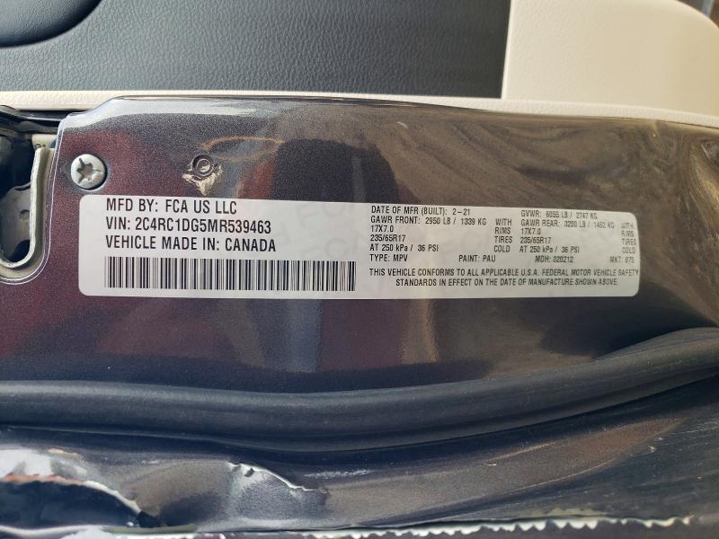 64100676 :رقم المزاد ، 2C4RC1DG5MR539463 vin ، 2021 Chrysler Voyager مزاد بيع