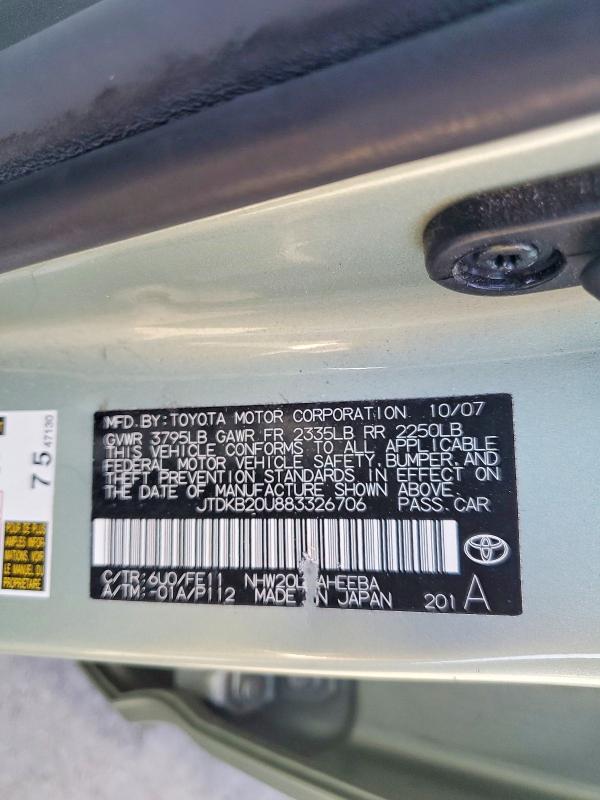 63910976 :رقم المزاد ، JTDKB20U883326706 vin ، 2008 Toyota Prius مزاد بيع