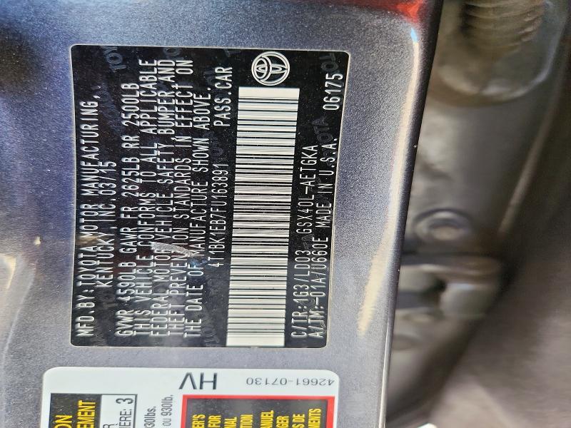 65513086 :رقم المزاد ، 4T1BK1EB7FU163891 vin ، 2015 Toyota Avalon مزاد بيع