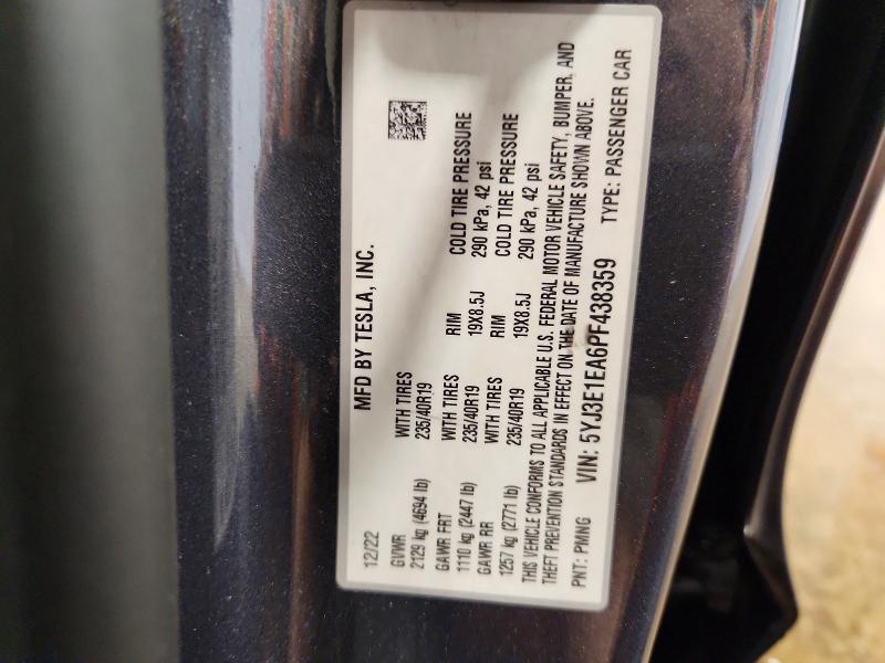 Продаж на аукціоні авто 2023 Tesla Model 3, vin: 5YJ3E1EA6PF438359, номер лоту: 64122496