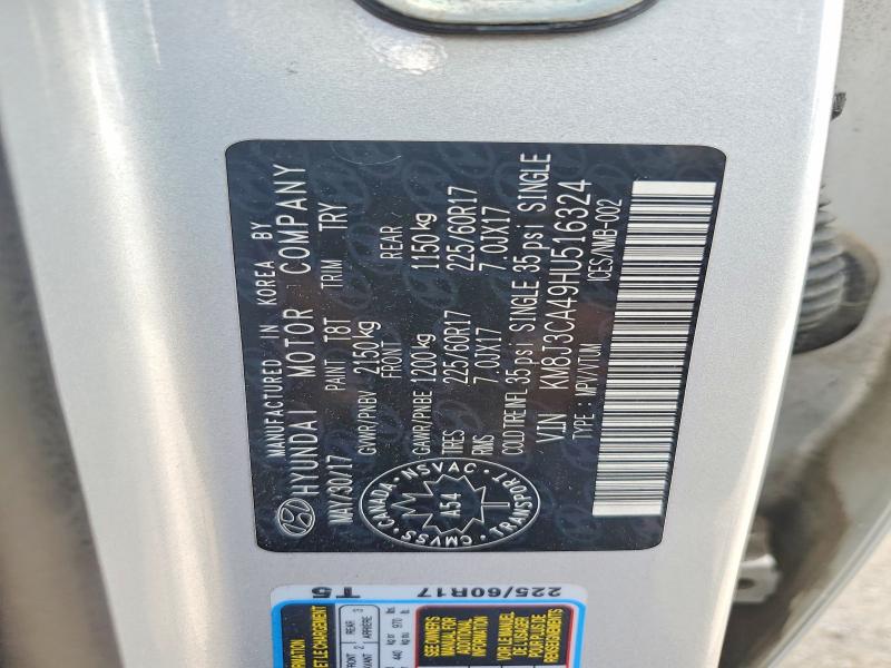 66344236 :رقم المزاد ، KM8J3CA49HU516324 vin ، 2017 Hyundai Tucson مزاد بيع