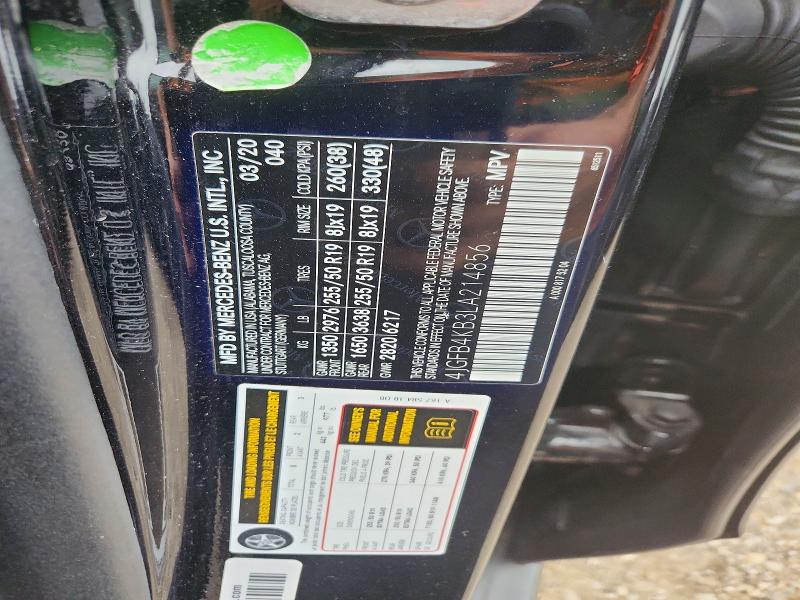 64154976 :رقم المزاد ، 4JGFB4KB3LA214856 vin ، 2020 Mercedes-benz Gle مزاد بيع