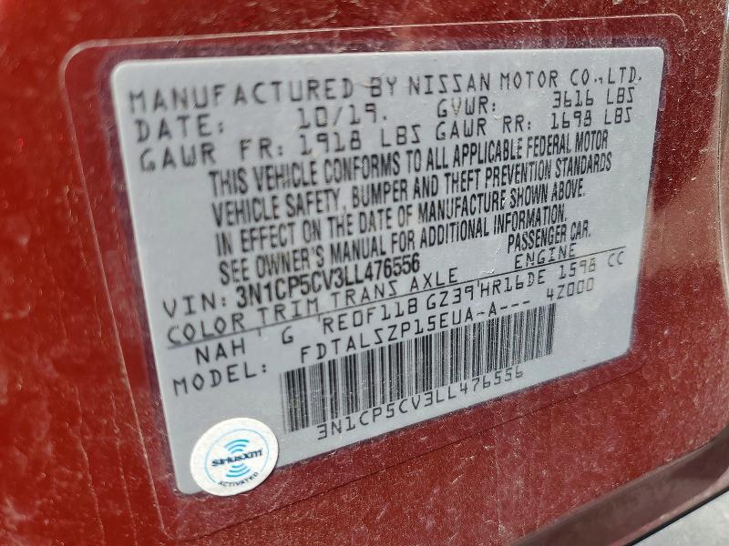 2020 Nissan Kicks მანქანა იყიდება აუქციონზე, vin: 3N1CP5CV3LL476556, აუქციონის ნომერი: 63768676