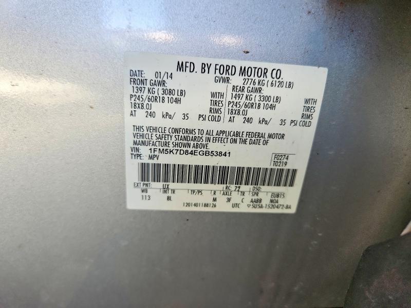 Продаж на аукціоні авто 2014 Ford Explorer, vin: 1FM5K7D84EGB53841, номер лоту: 65916436