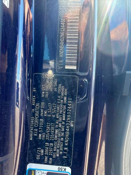 Aukcja sprzedaży 2022 Kia Carnival, vin: KNDNB4H32N6124491, numer aukcji: 65298416