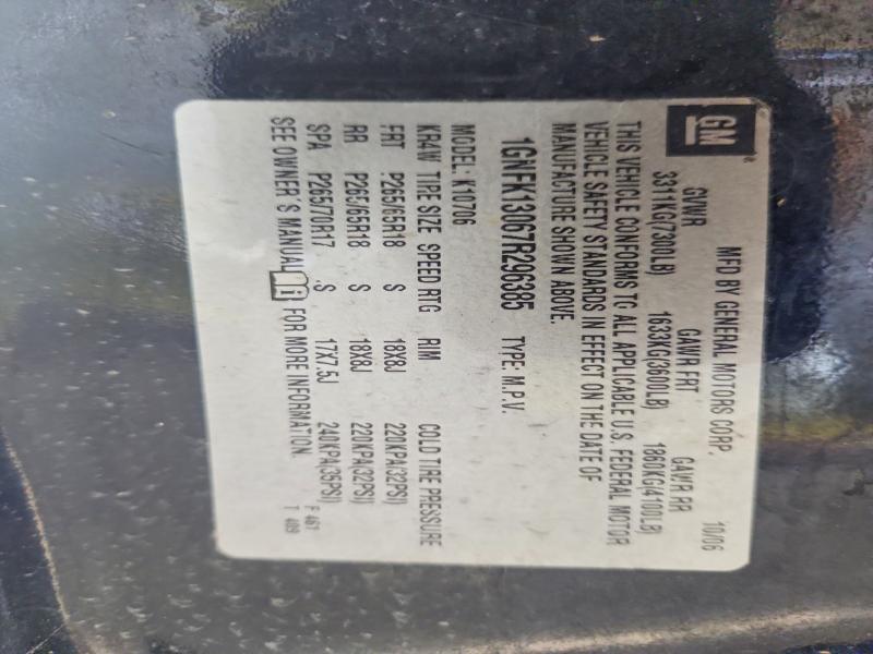 65526536 :رقم المزاد ، 1GNFK13067R296385 vin ، 2007 Chevrolet Tahoe مزاد بيع