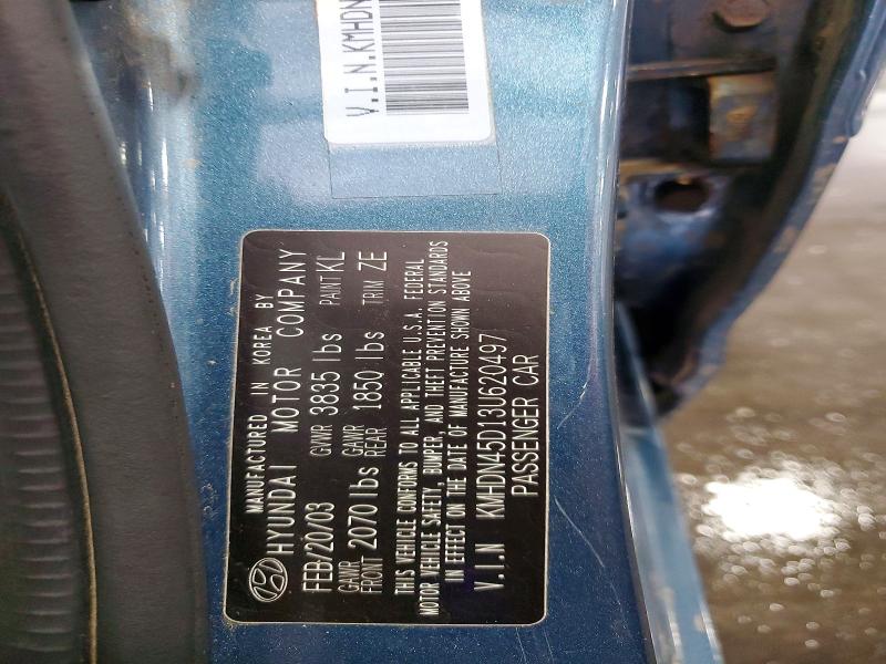 2003 Hyundai Elantra მანქანა იყიდება აუქციონზე, vin: KMHDN45D13U620497, აუქციონის ნომერი: 66740126